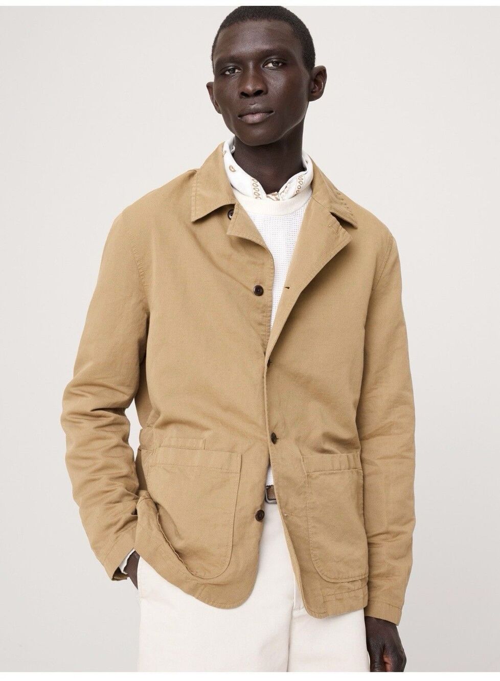 Banana Republic Italian Linen Cotton Shirt Jacket Whiskey Brown #894836